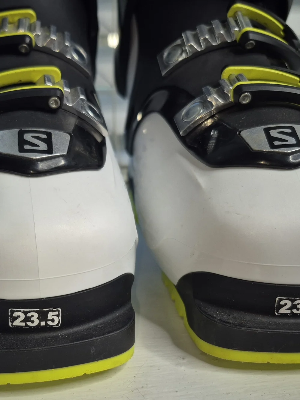 Salomon Ski Boots in White with Neon Yellow Accents